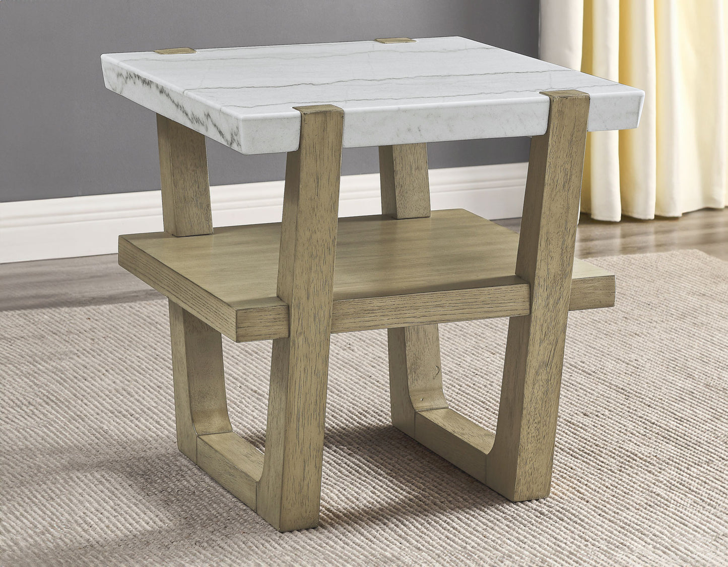 Perth White Marble End Table