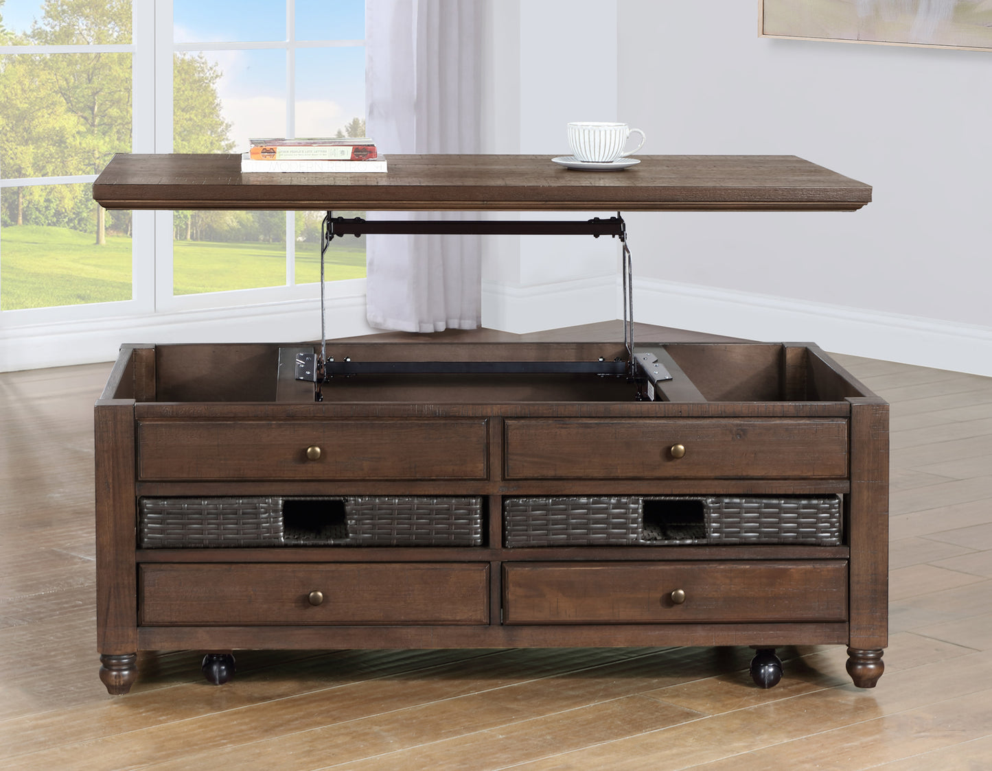 Oliver Lift-Top Cocktail Table with Casters