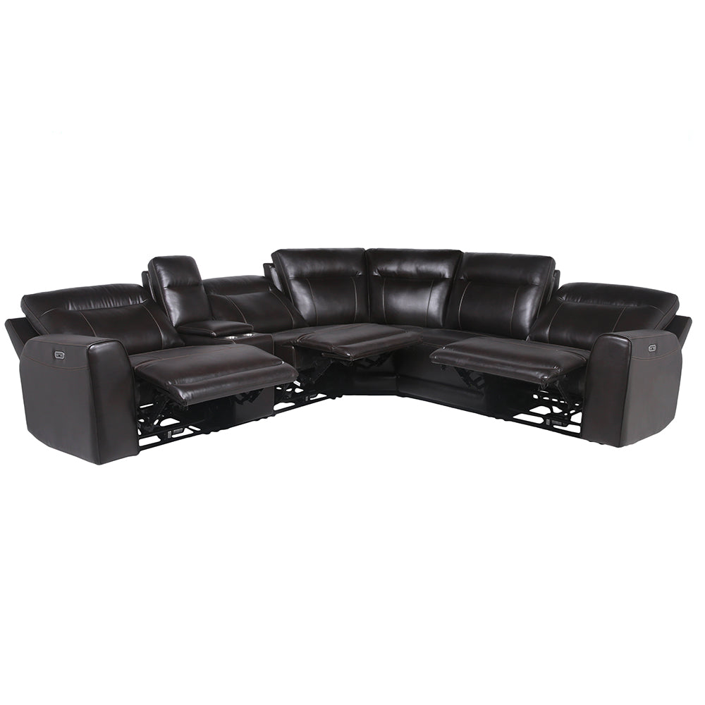 DONCELLA DUAL-POWER LEATHER 6-PIECE SECTIONAL