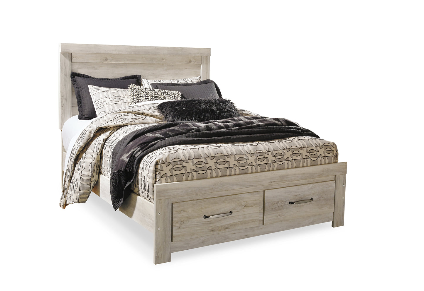 Bellaby Queen Platform Bed with 2 Storage Drawers with Mirrored Dresser and Chest