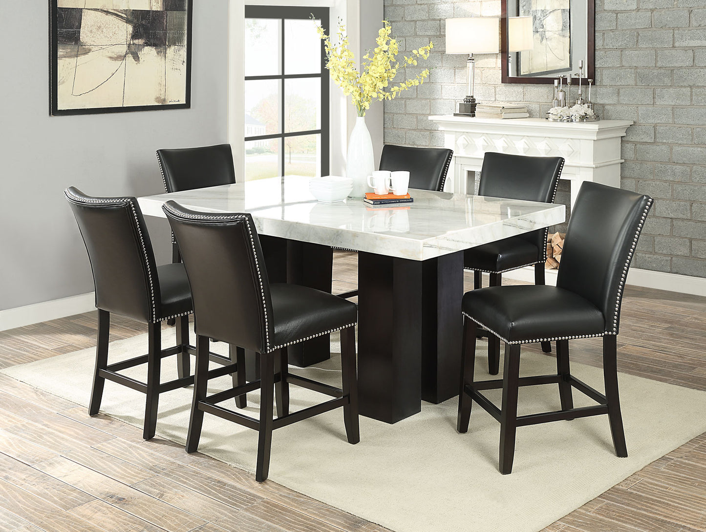 Camila Marble 5-Piece Counter Dining Group
(Table & 4 Counter Chairs)