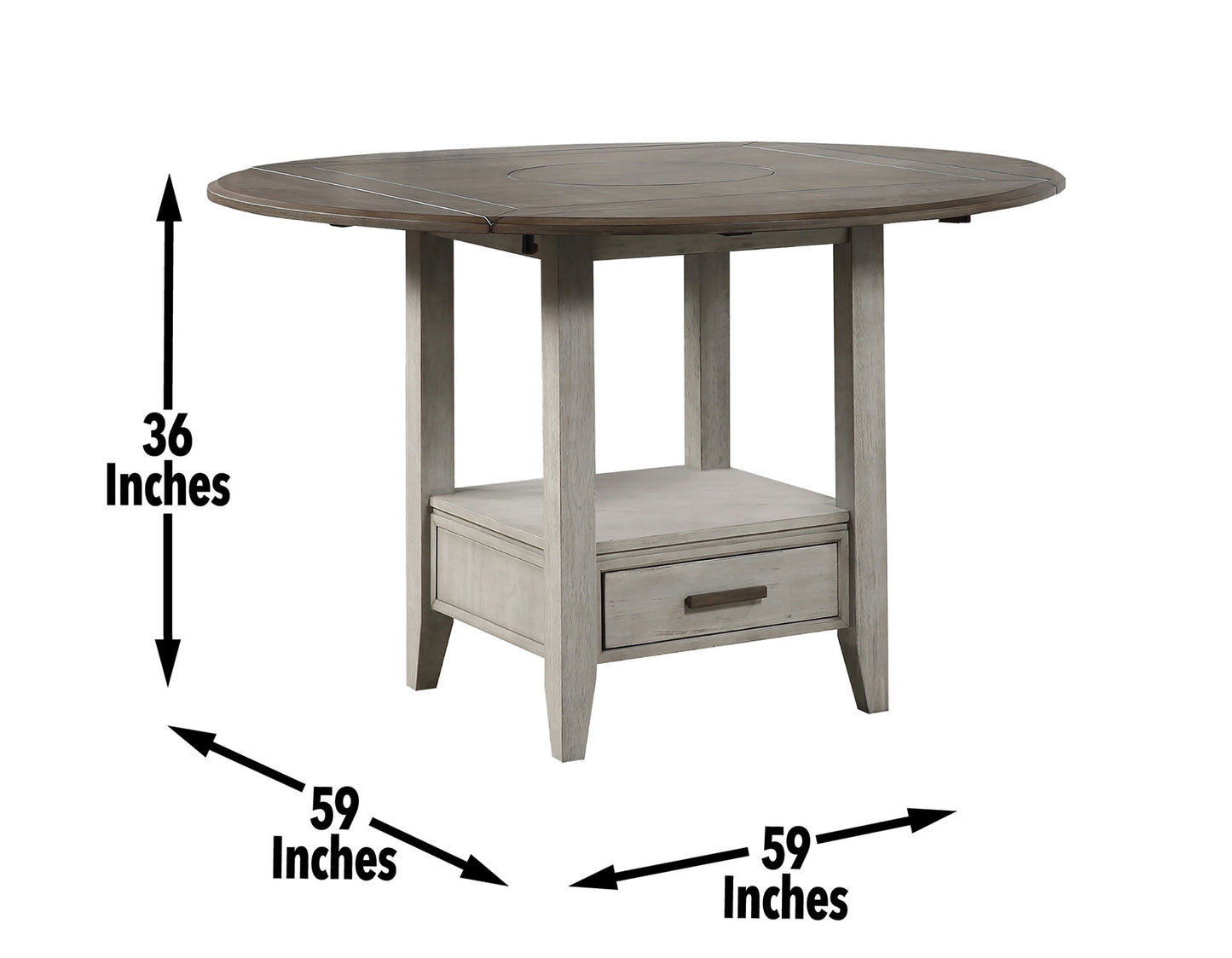 Abacus 59-inch Round Drop-leaf Storage Table