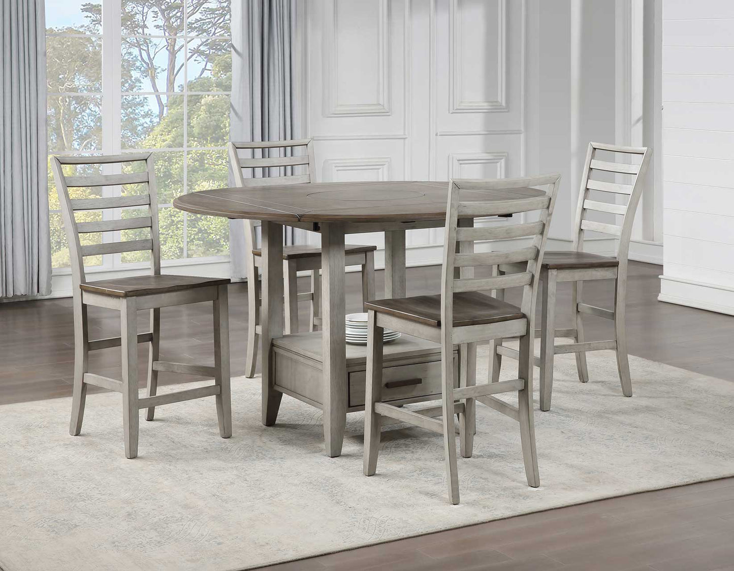 Abacus 5-Piece Counter Drop-Leaf Dining Set
(Table & 4 Chairs)