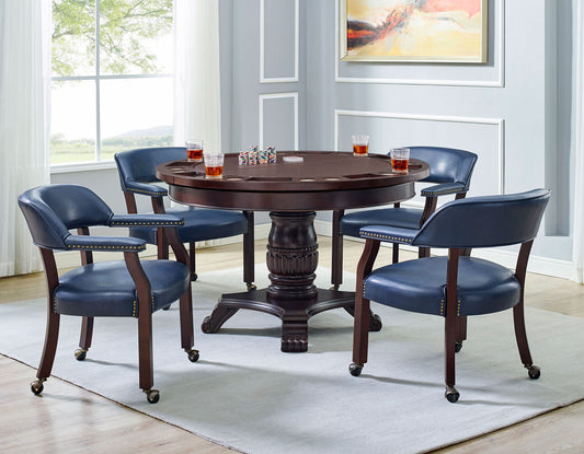 Game Table and Chairs, Tournament, 6-Piece, Navy