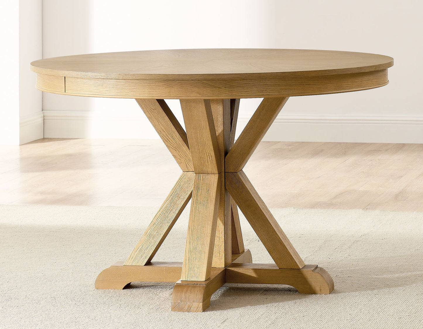 Rylie 48-inch Round Dining Table with Folding Game Top, Natural Finish