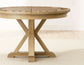 Rylie 48-inch Round Dining Table with Folding Game Top, Natural Finish