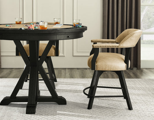 Rylie 6-PIece Counter Game Dining Set, Black Finish