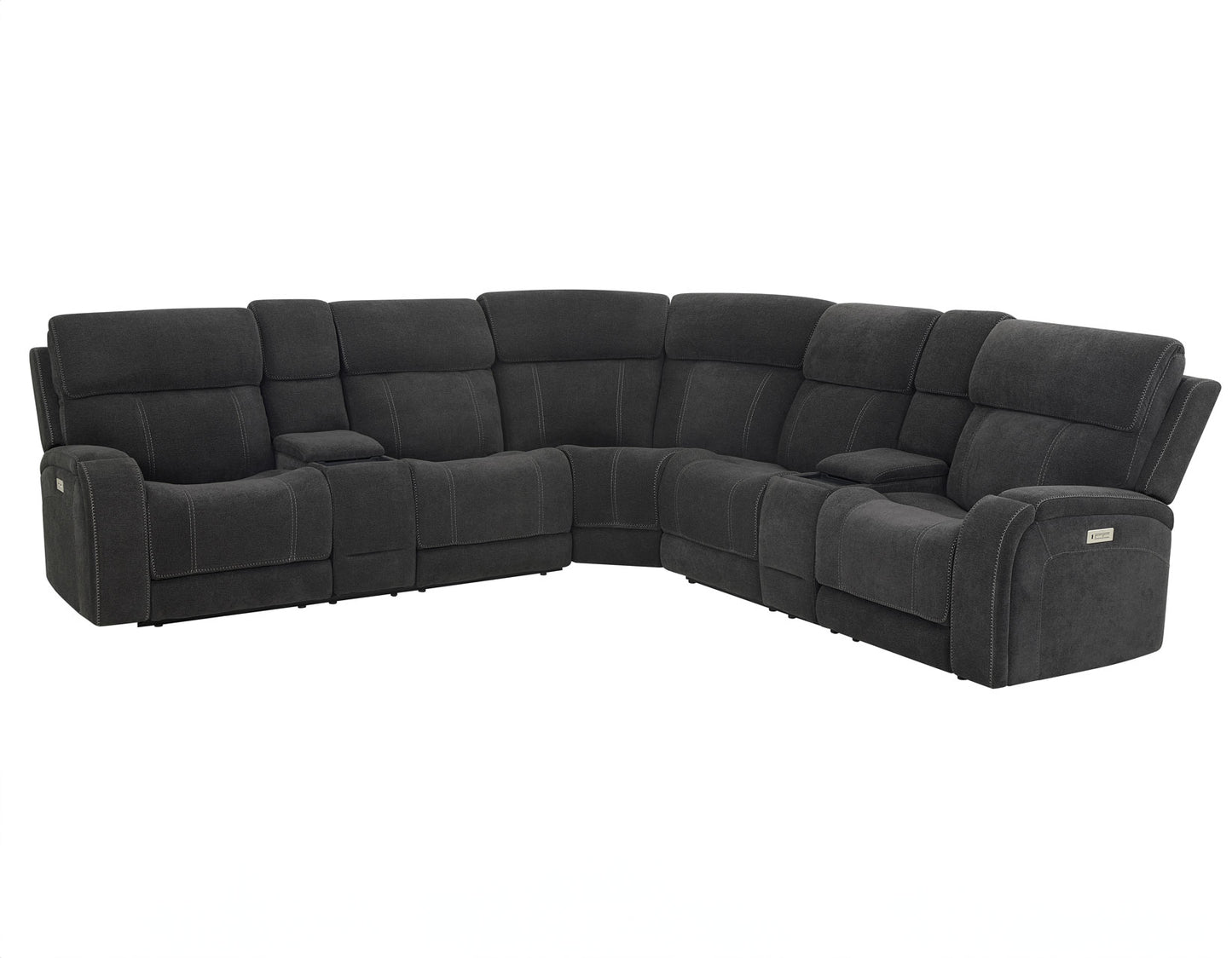 Seattle 3-Piece Dual-Power Reclining Sectional w/Dual Wireless-Charging Consoles
