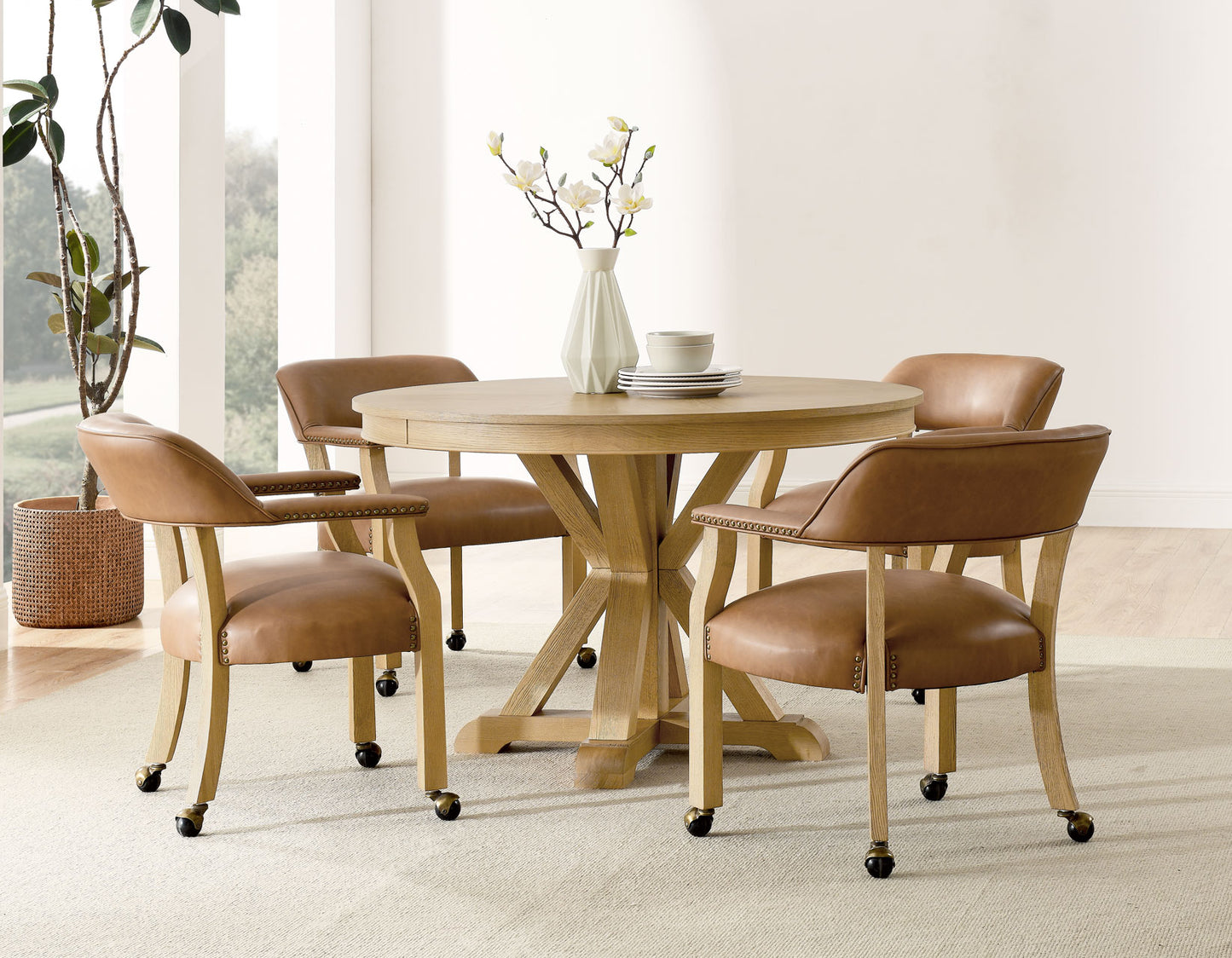 Rylie 6-Piece Game Dining Set, Natural Finish