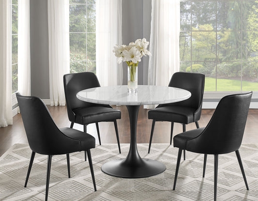 Colfax 5-Piece White Marble Top Table Dining Set