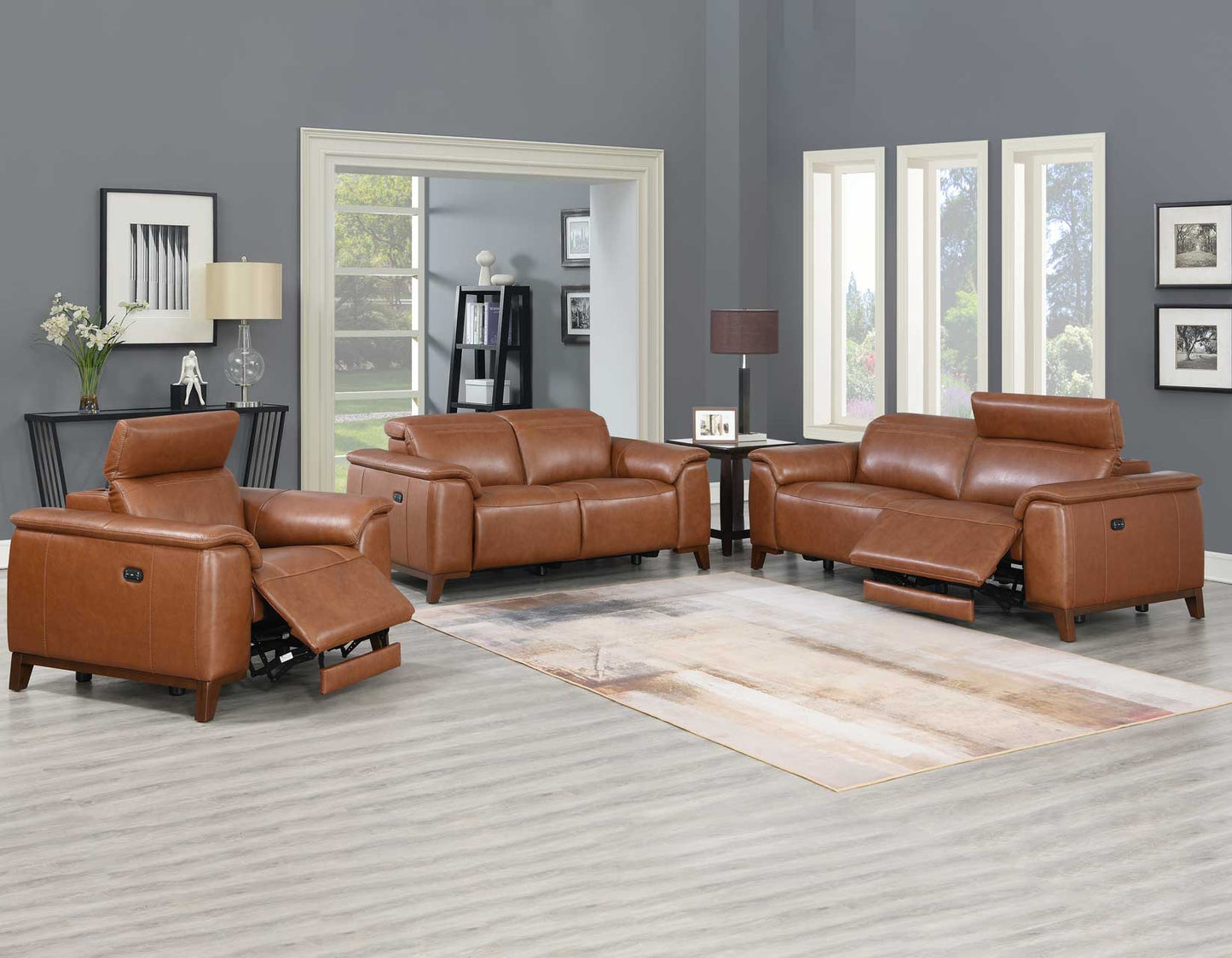 Bergamo Dual-Power Leather Reclining Sofa