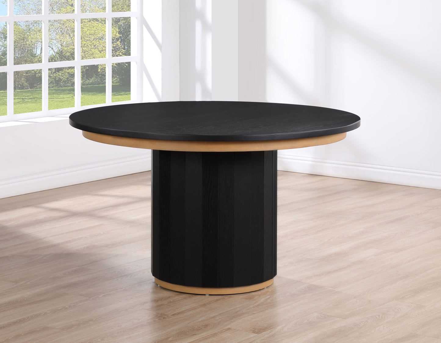 Magnolia Black 5-Piece Round Dining Set with Wooden Seat Chair